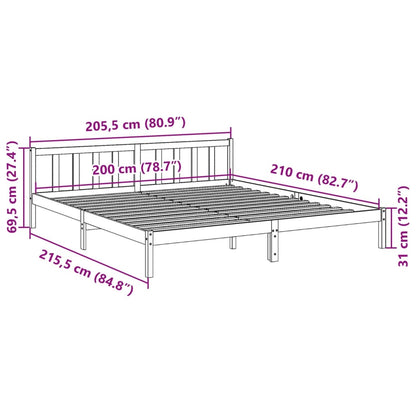 Cadre de lit extra long sans matelas 200x210 cm bois massif pin