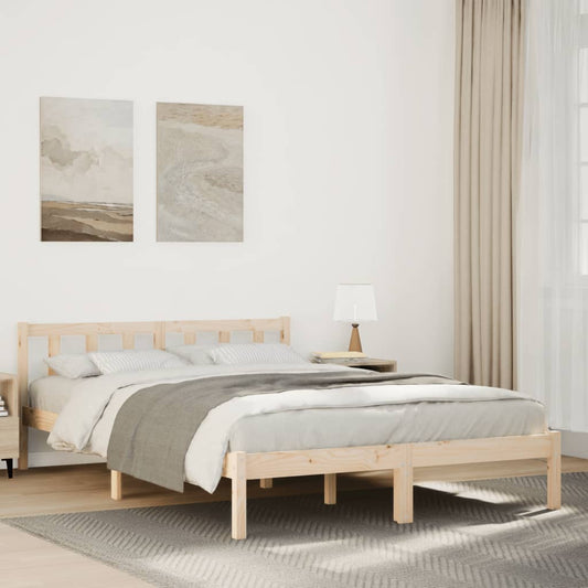 Cadre de lit extra long sans matelas 140x220 cm bois massif pin