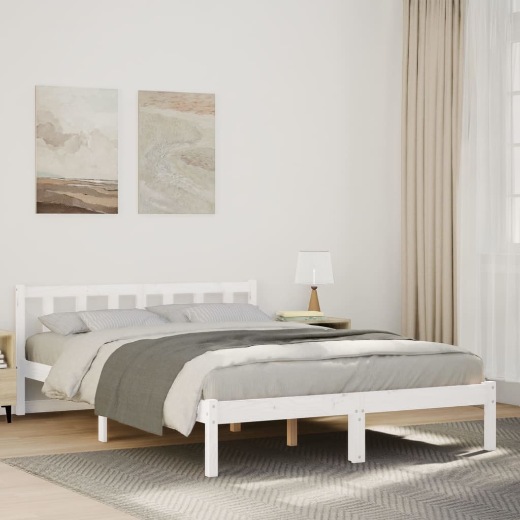 Cadre de lit extra long sans matelas 160x220 cm bois massif pin