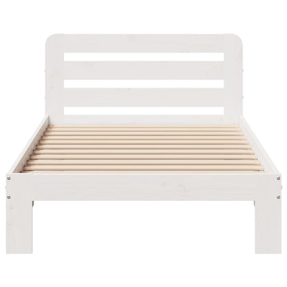 Cadre de lit sans matelas blanc 90x200 cm bois de pin massif