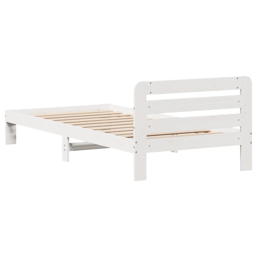 Cadre de lit sans matelas blanc 90x200 cm bois de pin massif