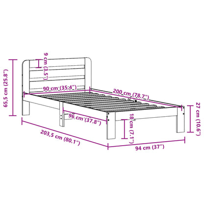 Cadre de lit sans matelas blanc 90x200 cm bois de pin massif