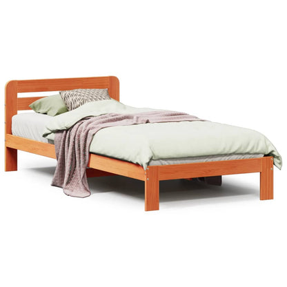 Cadre de lit sans matelas cire marron 90x200 cm bois pin massif