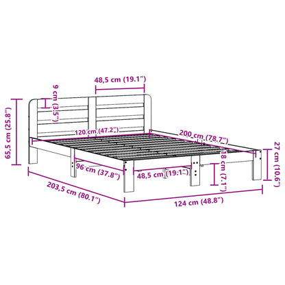 Cadre de lit sans matelas 120x200 cm bois de pin massif