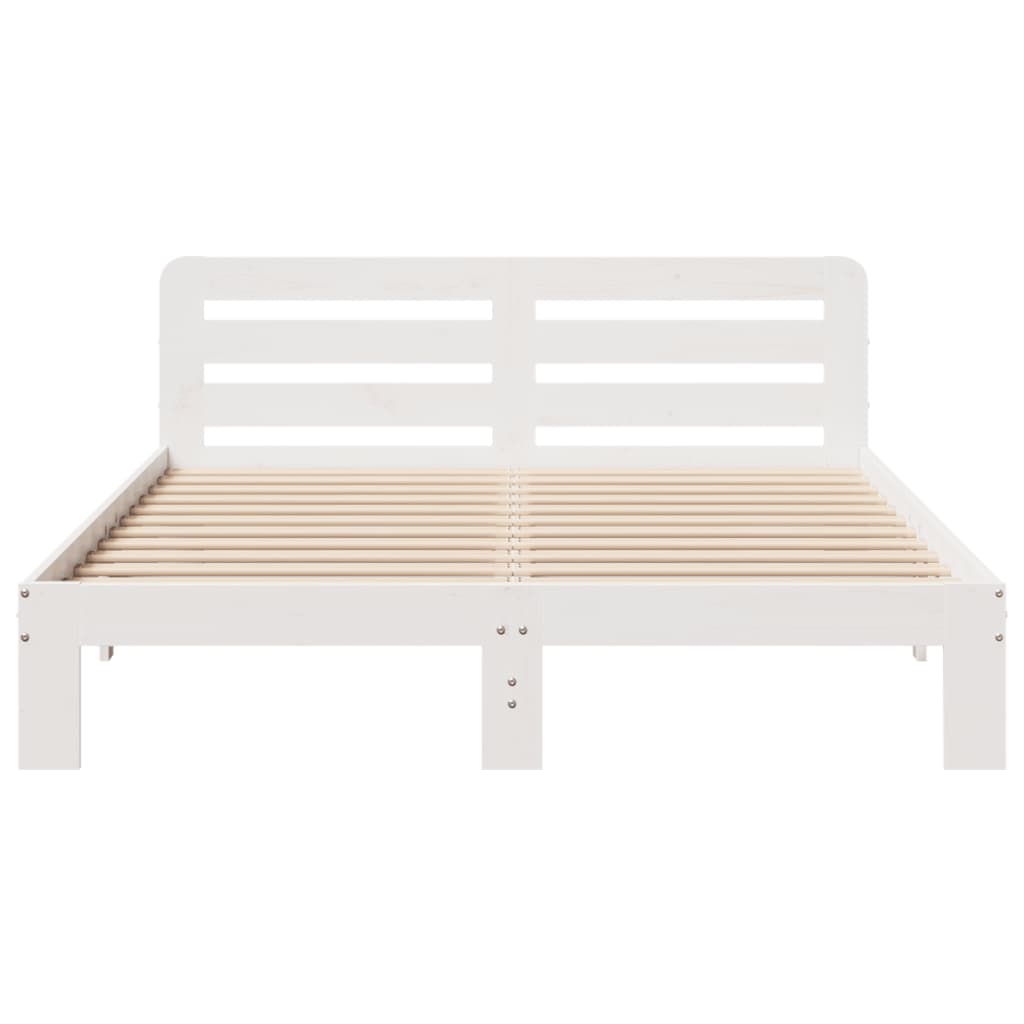 Cadre de lit sans matelas blanc 120x200 cm bois de pin massif