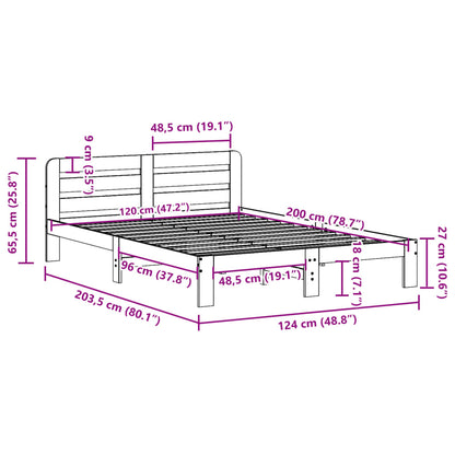 Cadre de lit sans matelas blanc 120x200 cm bois de pin massif