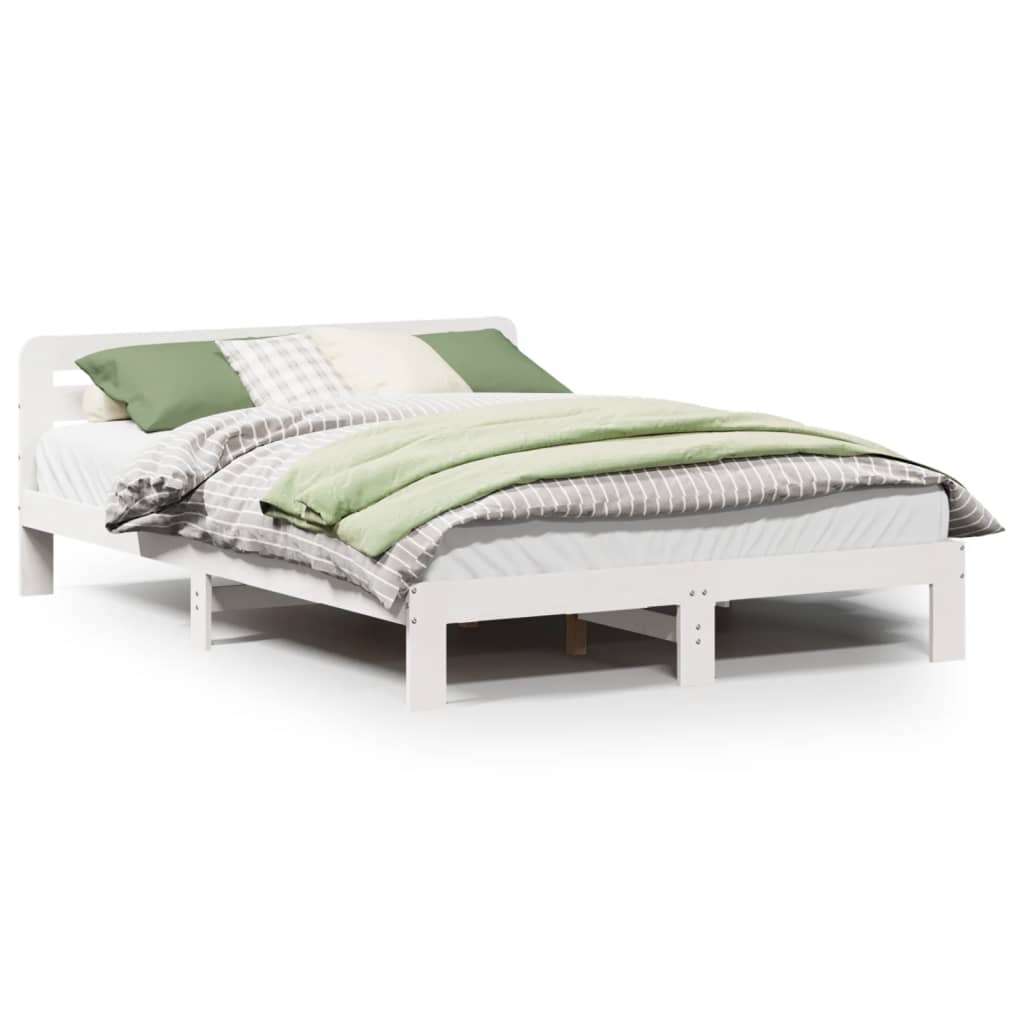 Cadre de lit sans matelas blanc 140x200 cm bois de pin massif