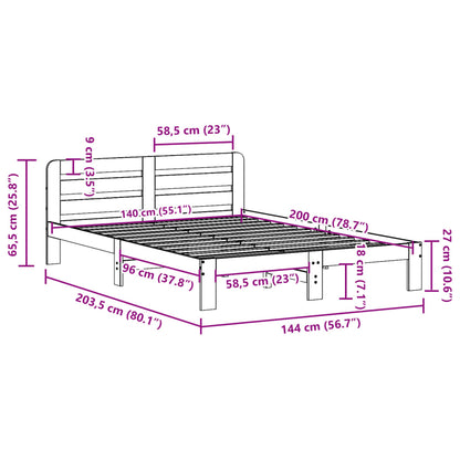 Cadre de lit sans matelas blanc 140x200 cm bois de pin massif