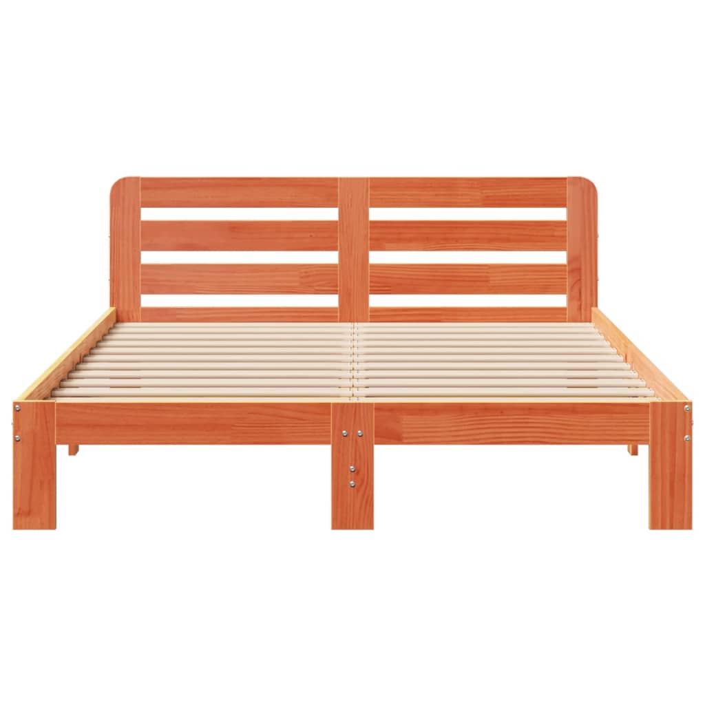 Cadre de lit sans matelas cire marron 140x200cm bois pin massif