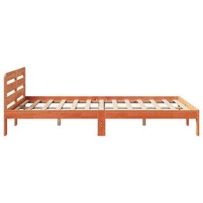 Cadre de lit sans matelas cire marron 140x200cm bois pin massif