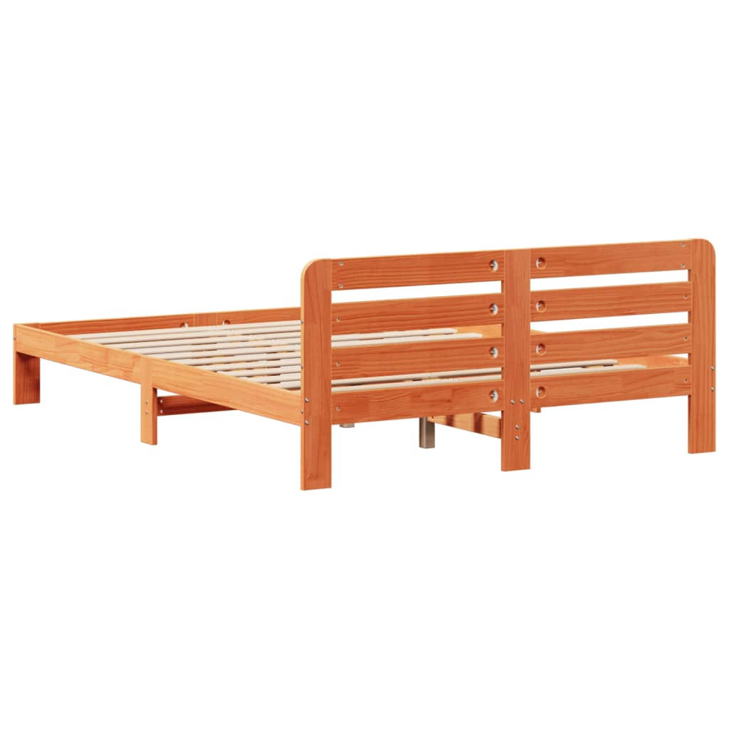 Cadre de lit sans matelas cire marron 140x200cm bois pin massif