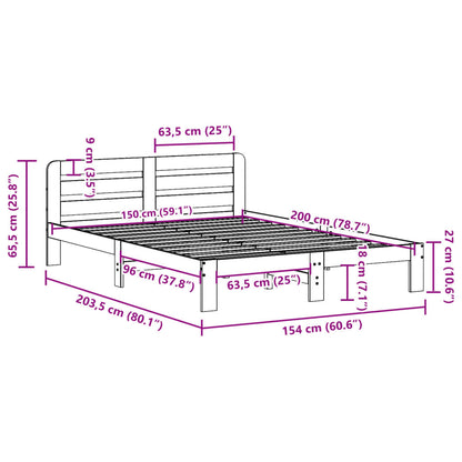 Cadre de lit sans matelas 150x200 cm bois de pin massif