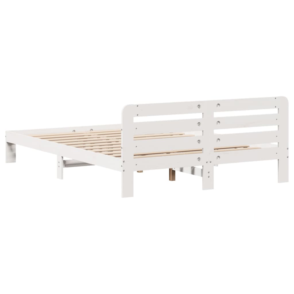 Cadre de lit sans matelas blanc 150x200 cm bois de pin massif