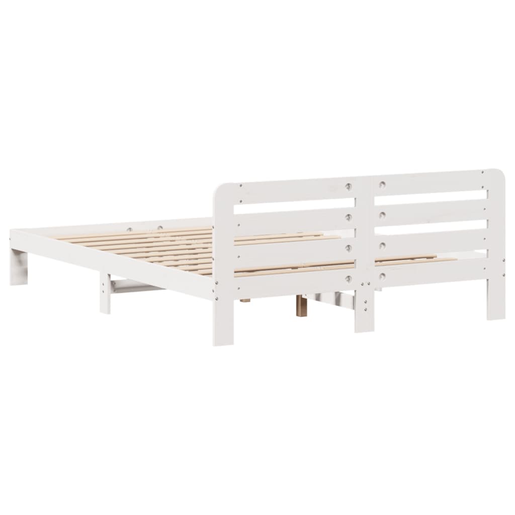 Cadre de lit sans matelas blanc 160x200 cm bois de pin massif