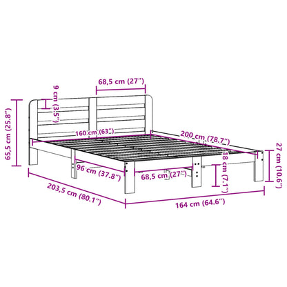 Cadre de lit sans matelas cire marron 160x200cm bois pin massif