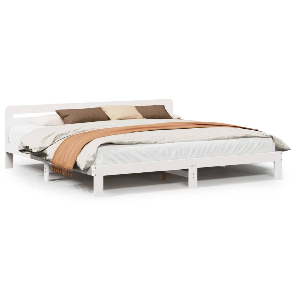 Cadre de lit sans matelas blanc 180x200 cm bois massif de pin