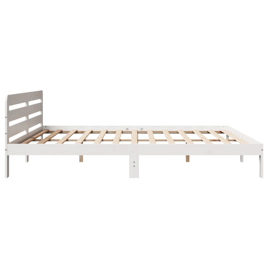 Cadre de lit sans matelas blanc 180x200 cm bois massif de pin