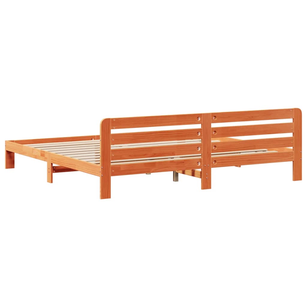 Cadre de lit sans matelas cire marron 180x200cm bois pin massif