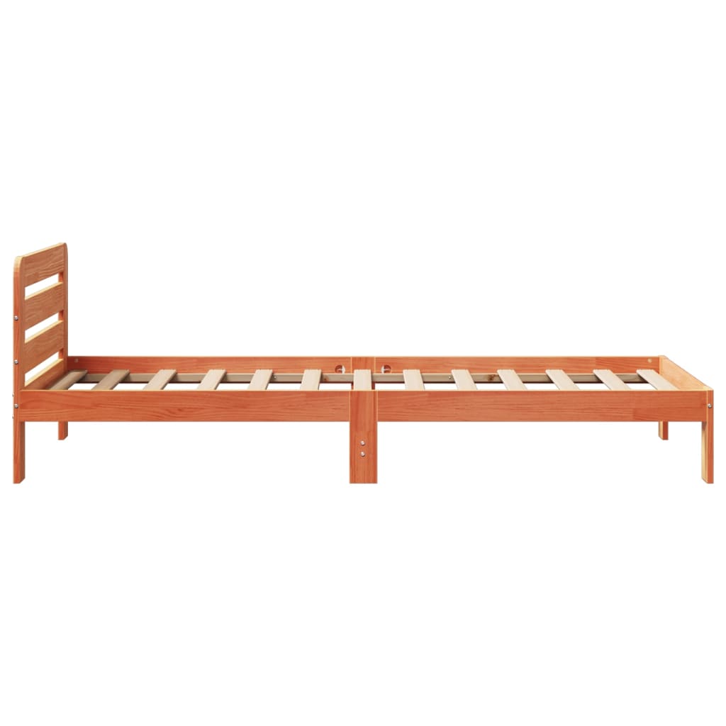 Cadre de lit sans matelas cire marron 75x190 cm bois pin massif