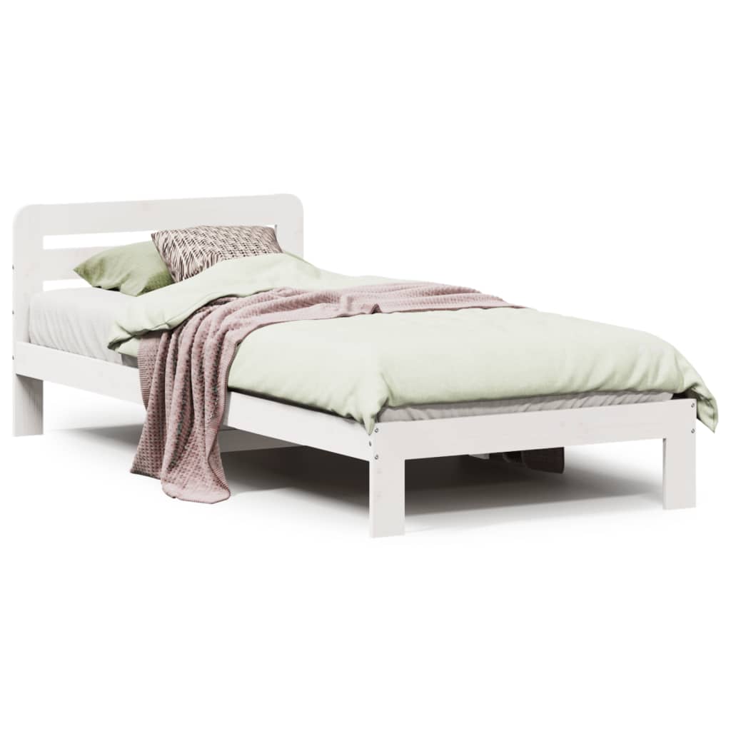 Cadre de lit sans matelas blanc 90x190 cm bois de pin massif