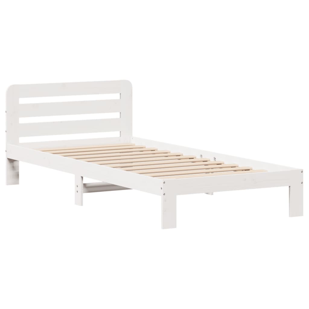 Cadre de lit sans matelas blanc 90x190 cm bois de pin massif