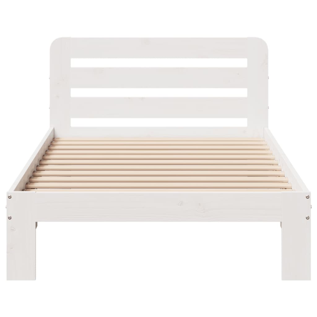 Cadre de lit sans matelas blanc 90x190 cm bois de pin massif