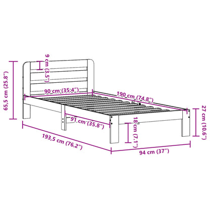 Cadre de lit sans matelas blanc 90x190 cm bois de pin massif