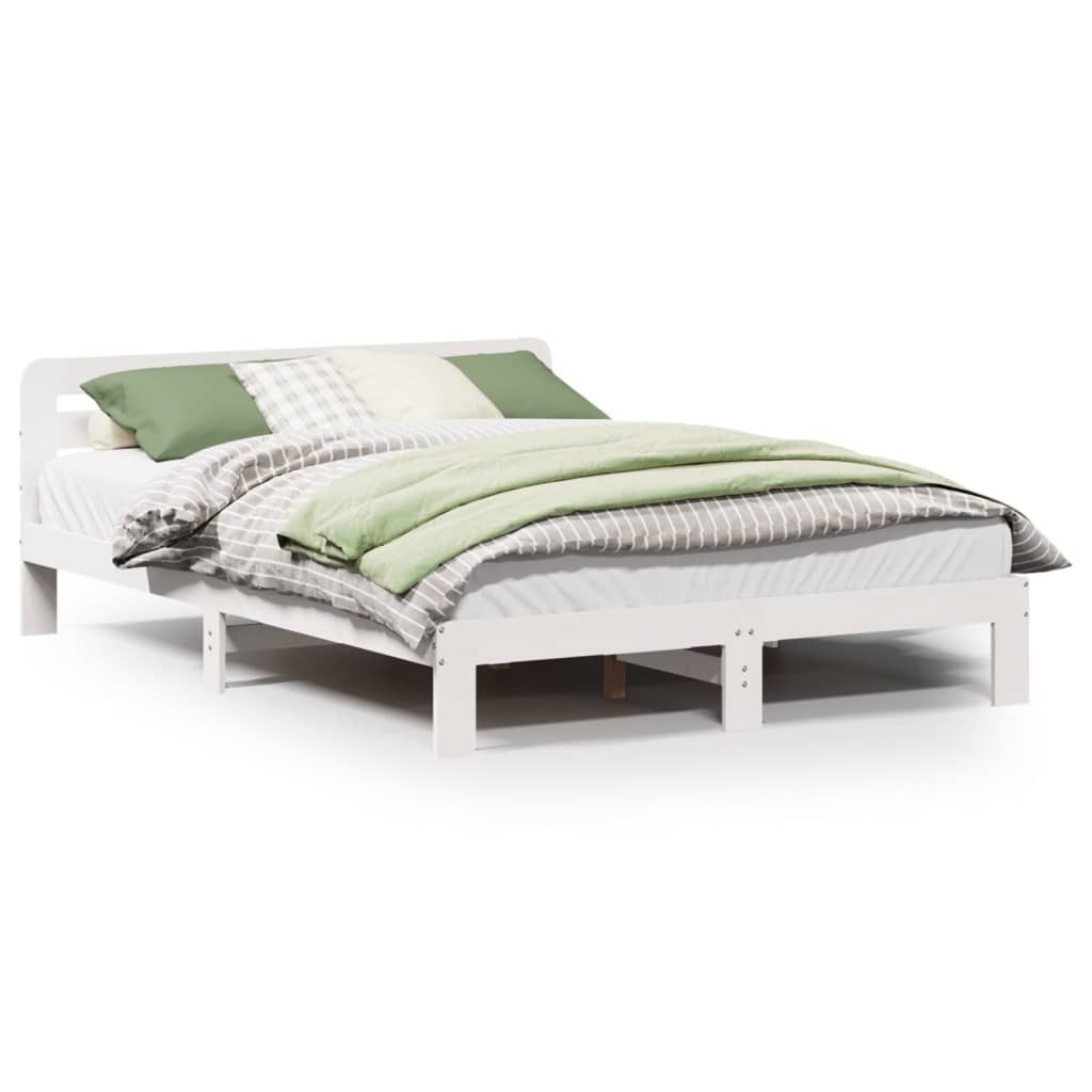 Cadre de lit sans matelas blanc 120x190 cm bois de pin massif