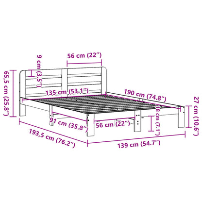 Cadre de lit sans matelas 135x190 cm bois de pin massif