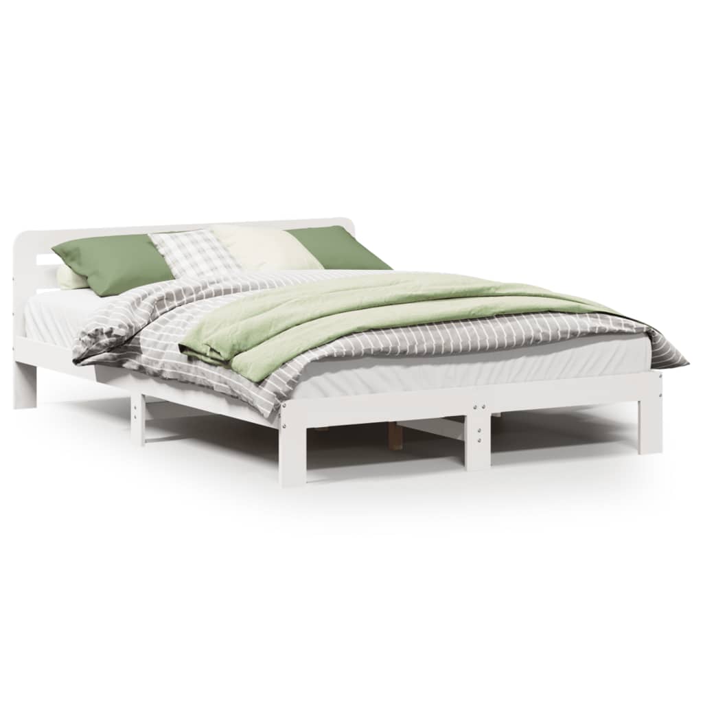 Cadre de lit sans matelas blanc 135x190 cm bois de pin massif