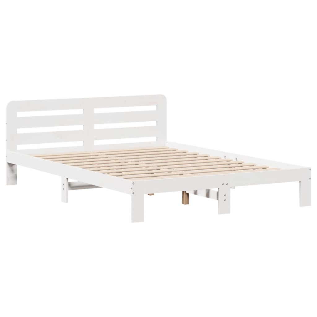 Cadre de lit sans matelas blanc 135x190 cm bois de pin massif