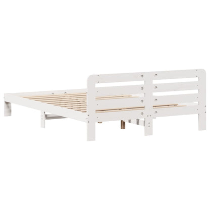 Cadre de lit sans matelas blanc 135x190 cm bois de pin massif