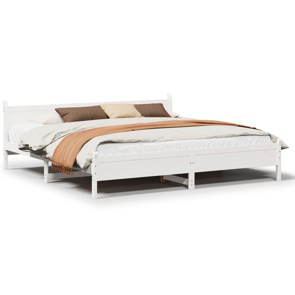 Cadre de lit sans matelas blanc 180x200 cm bois massif de pin