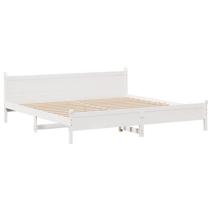 Cadre de lit sans matelas blanc 180x200 cm bois massif de pin