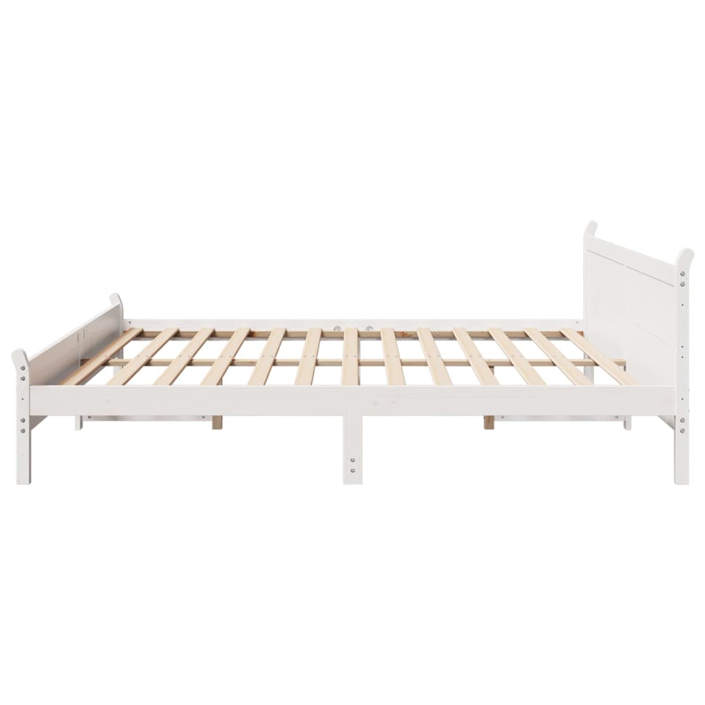 Cadre de lit sans matelas blanc 180x200 cm bois massif de pin