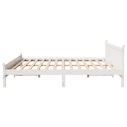 Cadre de lit sans matelas blanc 180x200 cm bois massif de pin