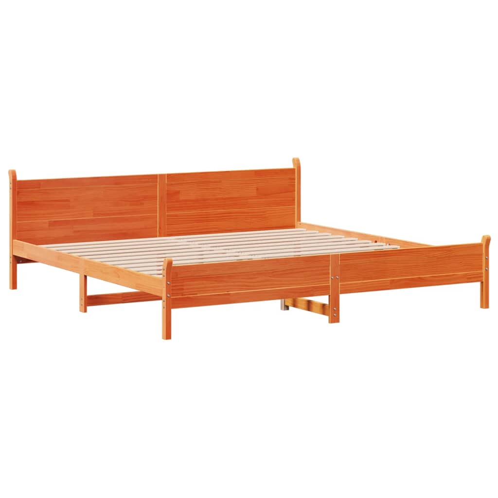 Cadre de lit sans matelas cire marron 180x200cm bois pin massif