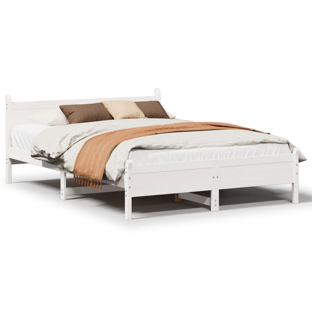 Cadre de lit sans matelas blanc 160x200 cm bois de pin massif