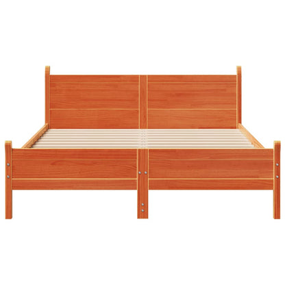 Cadre de lit sans matelas cire marron 160x200cm bois pin massif