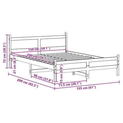 Cadre de lit sans matelas 150x200 cm bois de pin massif