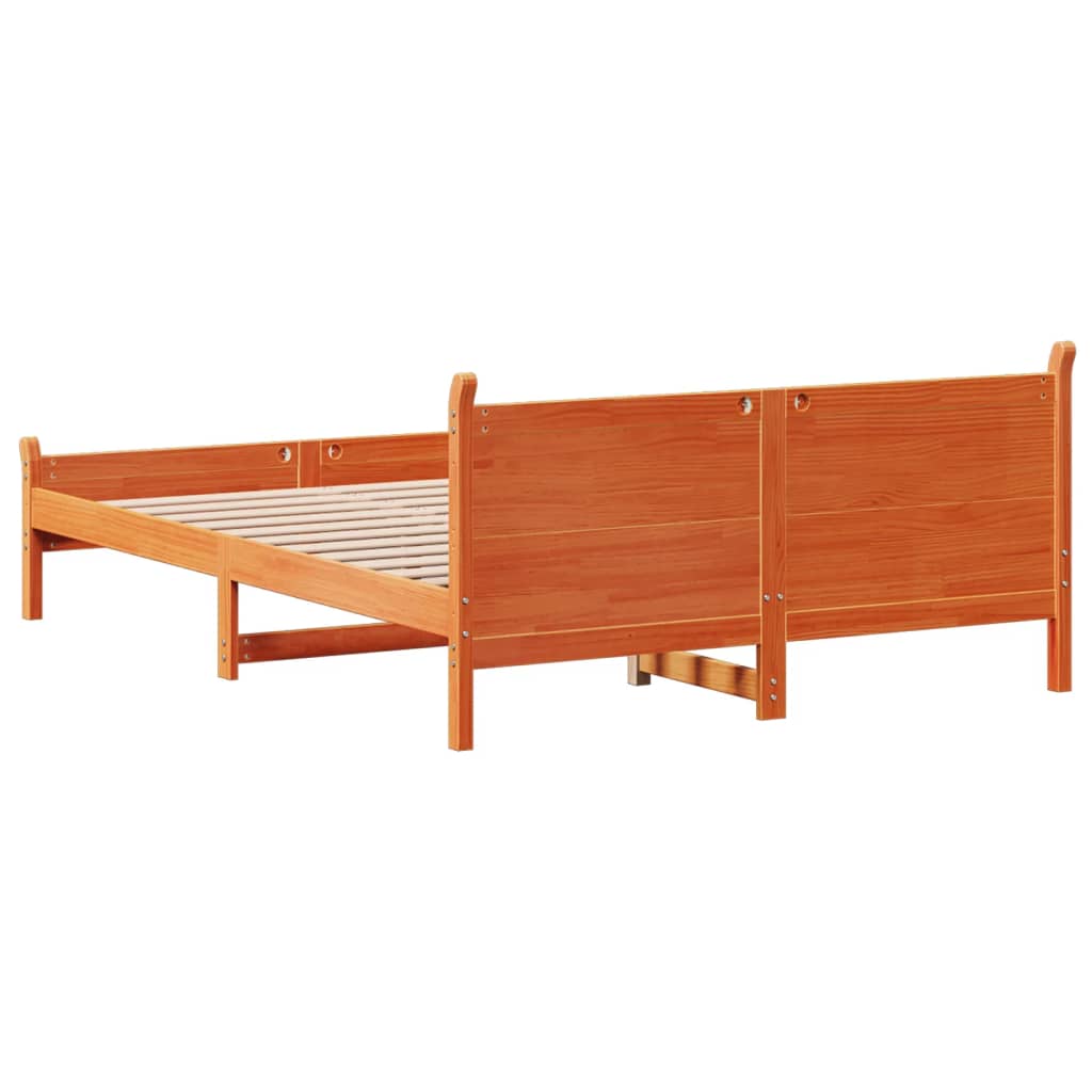 Cadre de lit sans matelas cire marron 150x200cm bois pin massif