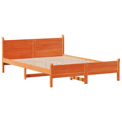 Cadre de lit sans matelas cire marron 140x200cm bois pin massif