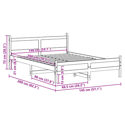 Cadre de lit sans matelas cire marron 140x200cm bois pin massif