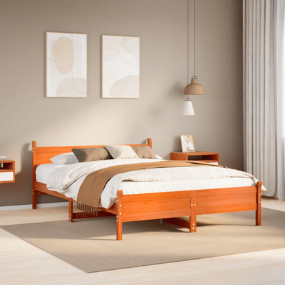 Cadre de lit sans matelas cire marron 140x200cm bois pin massif