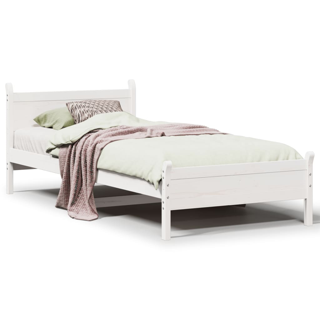 Cadre de lit sans matelas blanc 100x200 cm bois de pin massif