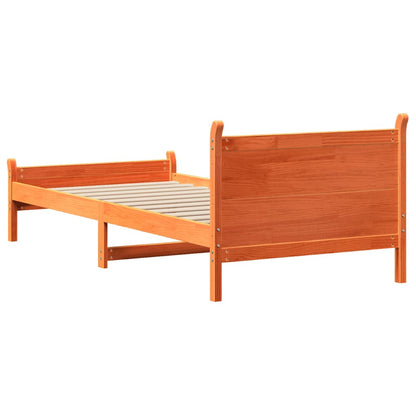 Cadre de lit sans matelas cire marron 100x200cm bois pin massif