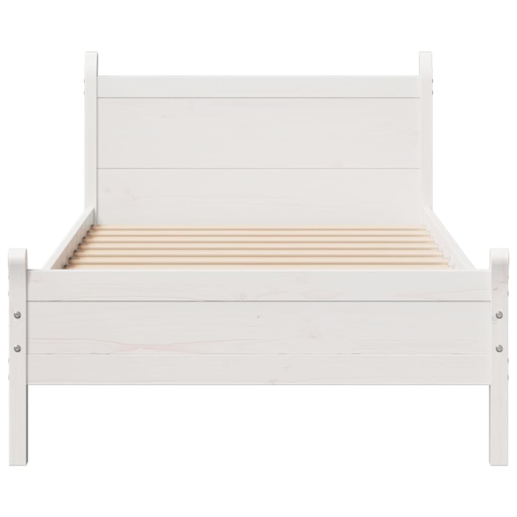 Cadre de lit sans matelas blanc 90x200 cm bois de pin massif