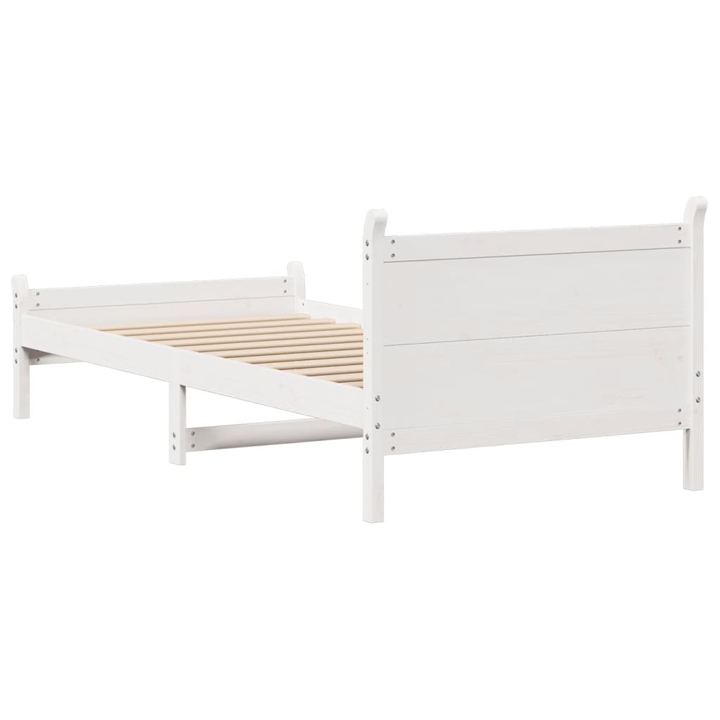 Cadre de lit sans matelas blanc 90x200 cm bois de pin massif