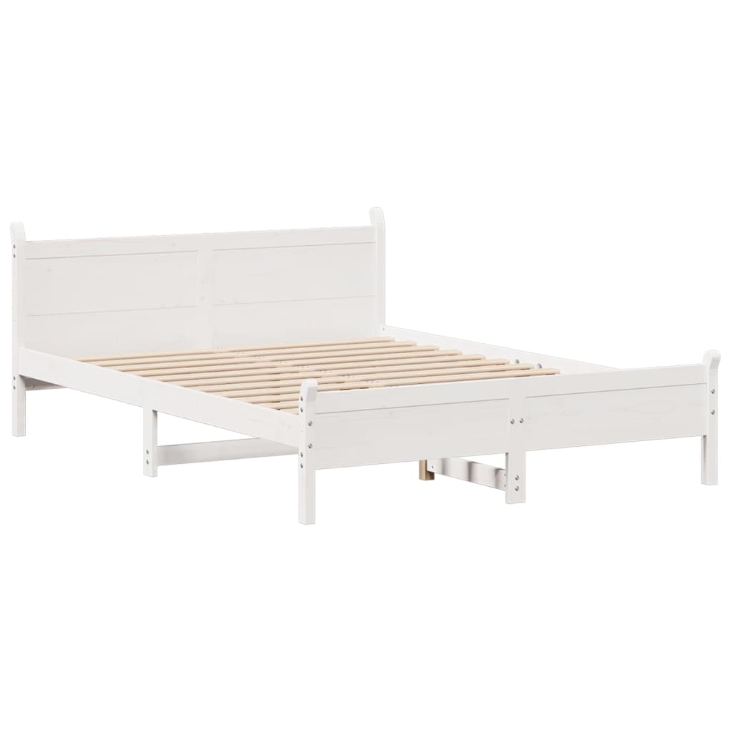 Cadre de lit sans matelas blanc 135x190 cm bois de pin massif