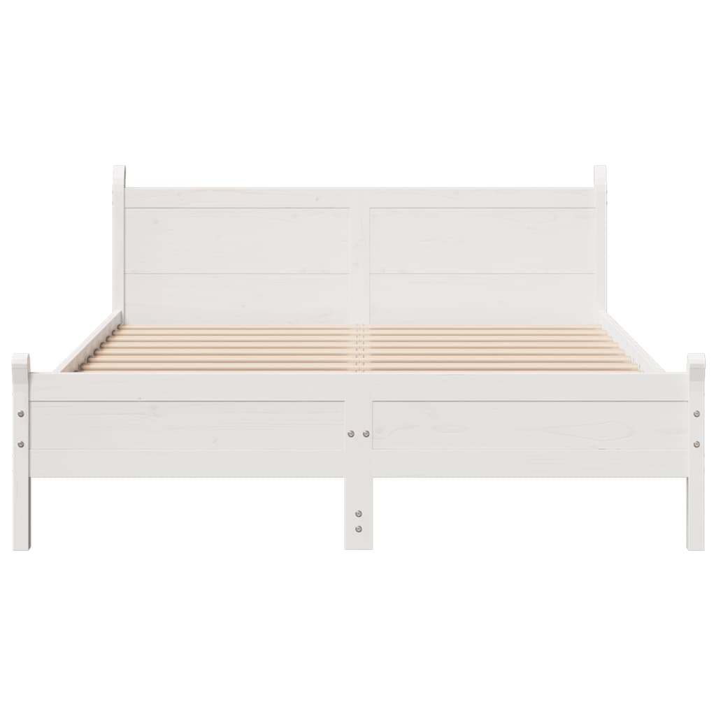 Cadre de lit sans matelas blanc 135x190 cm bois de pin massif